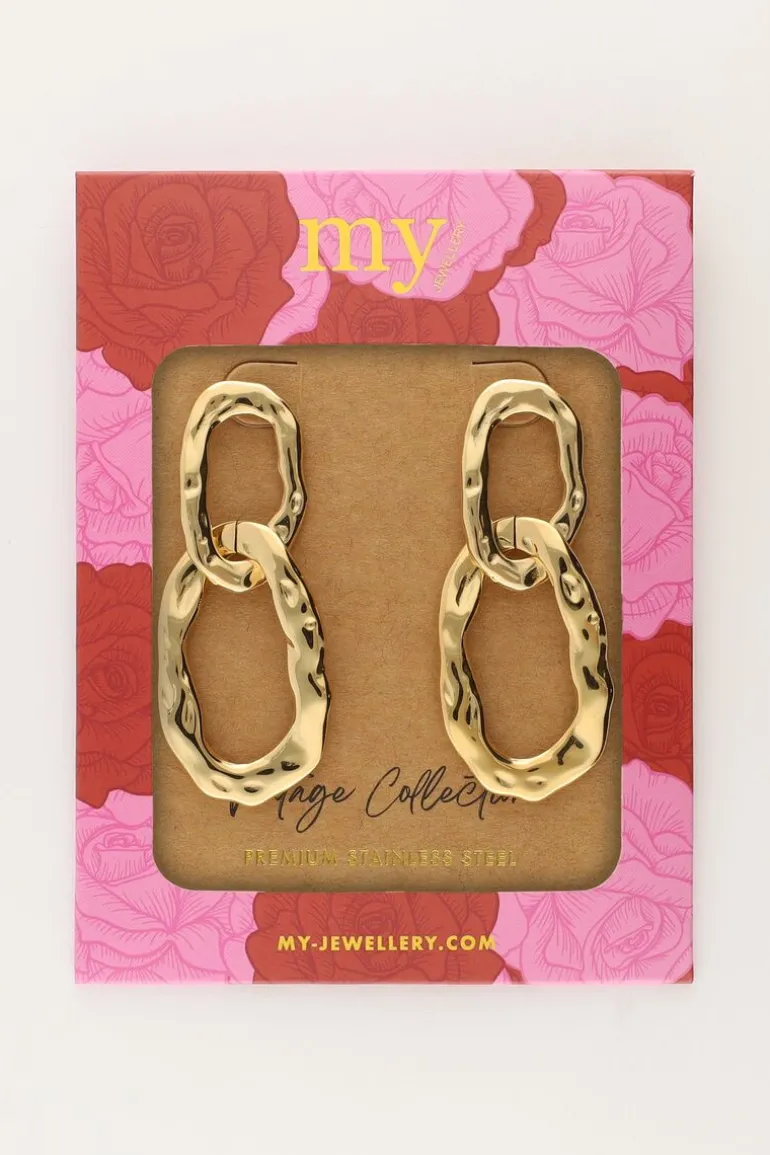 Vintage Oorhanger Met Dubbele Ovalen Ringen