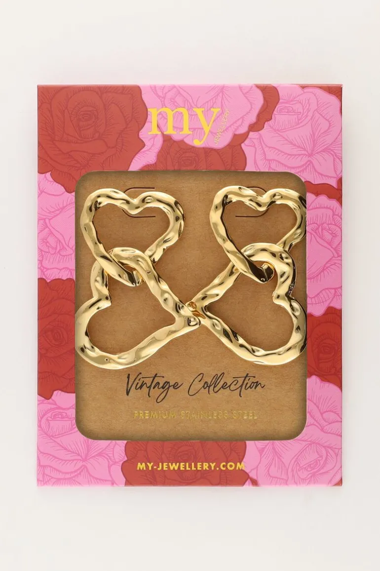 Vintage Oorhangers Met Statement Hartjes