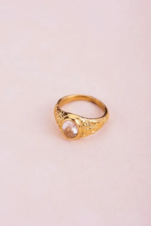 Vintage Zegelring Transparante Steen