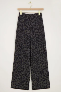 Wijde Plissé Broek Met Panterprint En Lurex