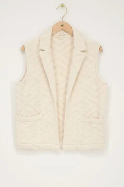Wit Gilet Met Zigzag Jacquard