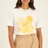 Wit T-shirt Here Comes The Sun Geel