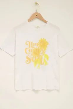 Wit T-shirt Here Comes The Sun Geel
