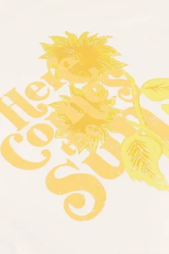 Wit T-shirt Here Comes The Sun Geel