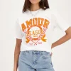 Wit T-shirt Met Oranje "Amour"