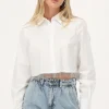 Witte Cropped Blouse Met Glitter Franjes