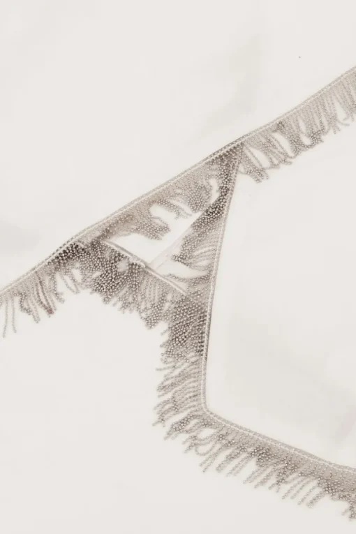 Witte Cropped Blouse Met Glitter Franjes