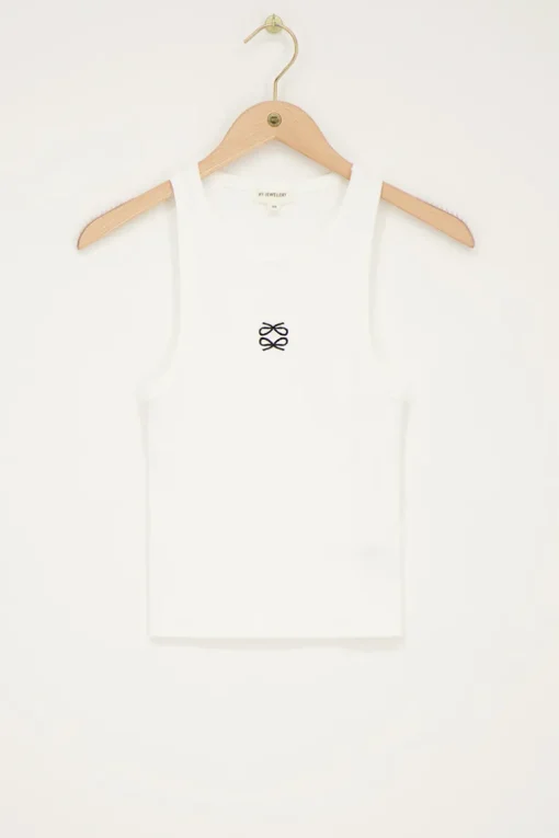 Witte Tanktop Met Twee Strikjes