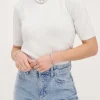 Zilveren Lurex Top Met Korte Mouwen