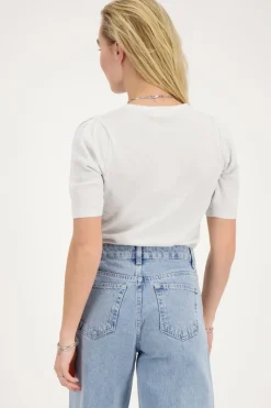 Zilveren Lurex Top Met Korte Mouwen