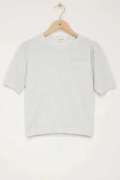 Zilveren Lurex Top Met Korte Mouwen