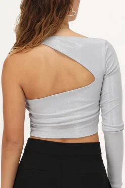 Zilveren Metallic Rib Top Cut-out
