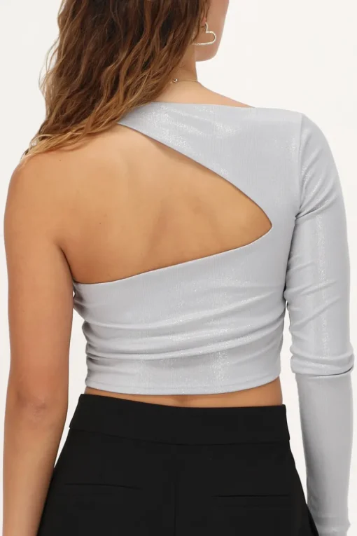 Zilveren Metallic Rib Top Cut-out