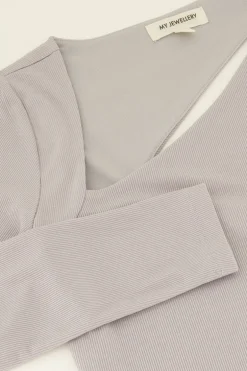 Zilveren Metallic Rib Top Cut-out