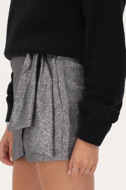 Zilveren Skort Met Overslag & Lurex