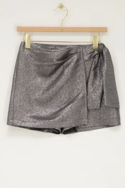 Zilveren Skort Met Overslag & Lurex