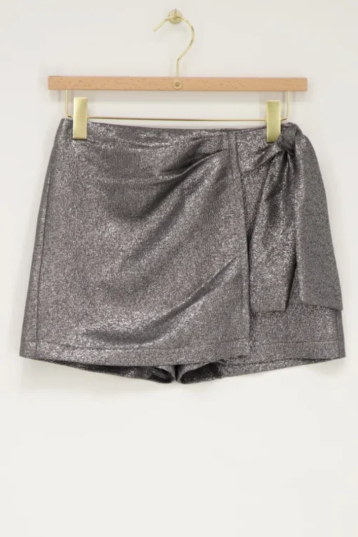 Zilveren Skort Met Overslag & Lurex