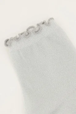 Zilveren Sokken Met Lurex En Ruffle