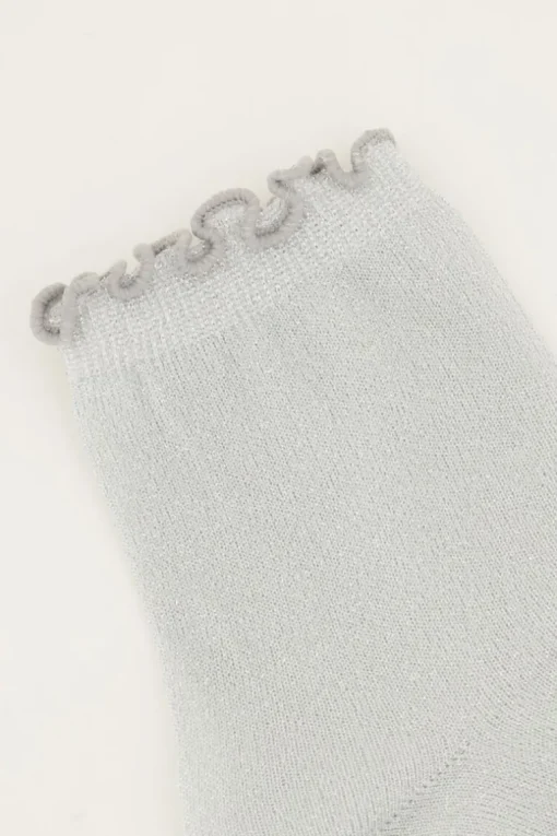 Zilveren Sokken Met Lurex En Ruffle