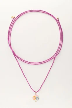 Zodiac Paarse Koord Ketting Met Parel