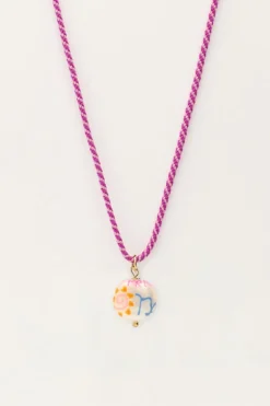 Zodiac Paarse Koord Ketting Met Parel
