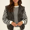Zwart Denim Gilet Met Elastische Tailleband
