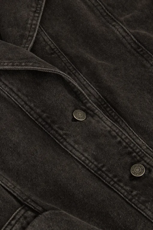 Zwart Denim Gilet Met Elastische Tailleband