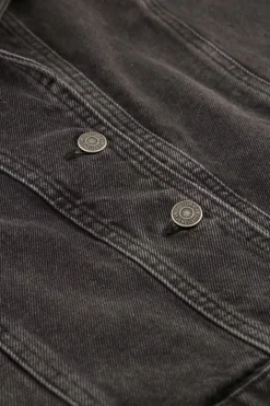 Zwart Denim Gilet Met Zakken