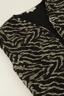 Zwart Gilet Met Donkere Zebra Print