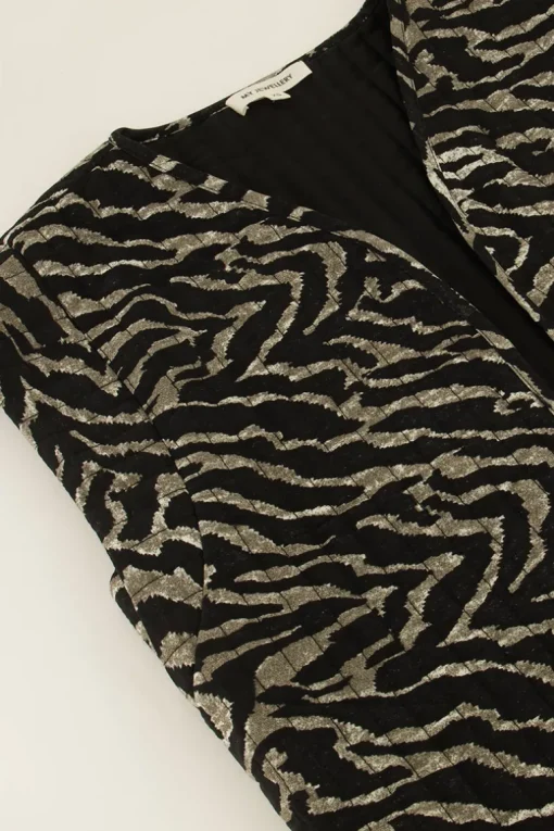 Zwart Gilet Met Donkere Zebra Print
