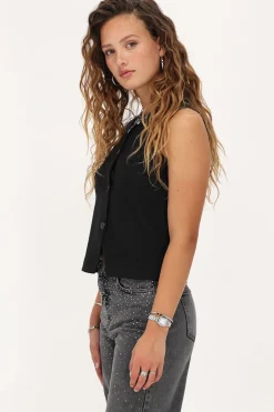 Zwart Gilet Met Knopen