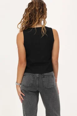 Zwart Gilet Met Knopen