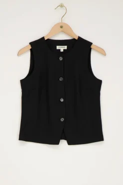 Zwart Gilet Met Knopen