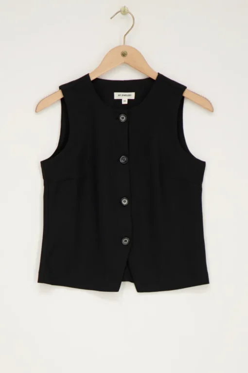 Zwart Gilet Met Knopen