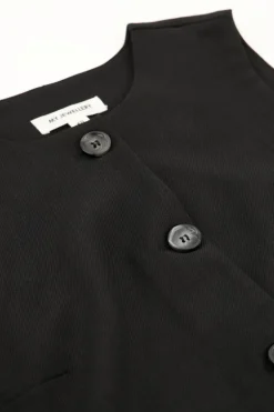Zwart Gilet Met Knopen