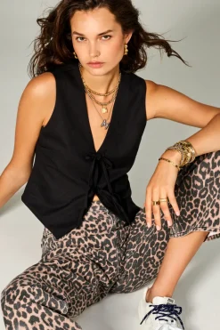 Zwart Gilet Met Strikjes
