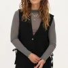 Zwart Gilet Met Strikjes Aan De Zijkant