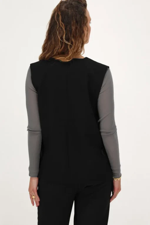 Zwart Gilet Met Strikjes Aan De Zijkant