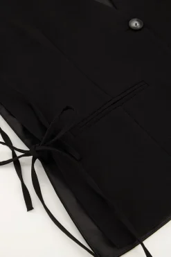 Zwart Gilet Met Strikjes Aan De Zijkant