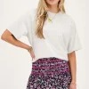 Zwart Katoenen Rokje Met Roze Paisley Print