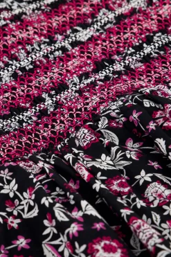 Zwart Katoenen Rokje Met Roze Paisley Print