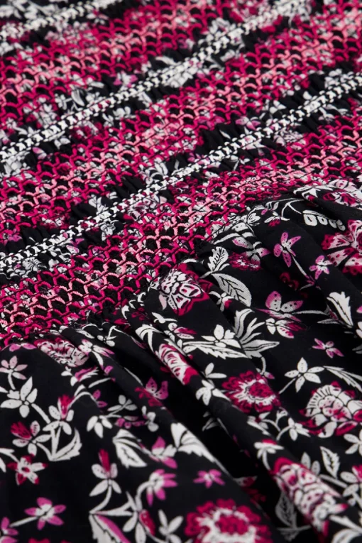 Zwart Katoenen Rokje Met Roze Paisley Print