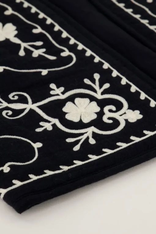 Zwart Mousseline Gilet Met Embroidery