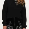 Zwart Velvet Rok Met Zilveren Embroidery