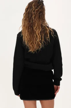 Zwart Velvet Rok Met Zilveren Embroidery