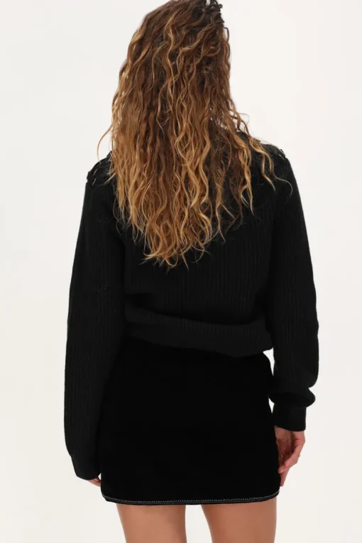 Zwart Velvet Rok Met Zilveren Embroidery