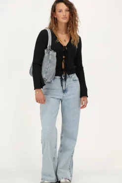 Zwart Vestje Met Lurex & Strikjes