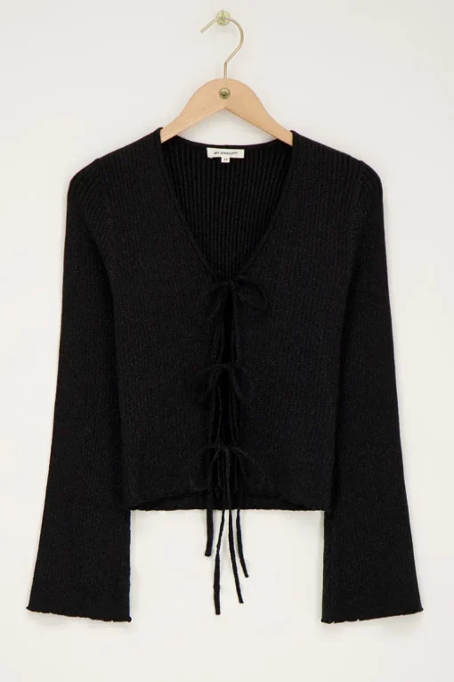 Zwart Vestje Met Lurex & Strikjes