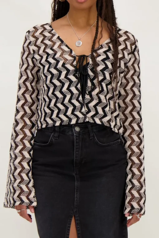Zwart-beige Crochet Vestje