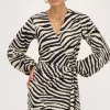 Zwart-beige Zebra Wikkeljurk